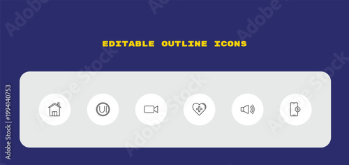 outline icons set - , editable vector for web and mobile