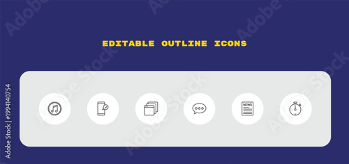 outline icons set - , editable vector for web and mobile