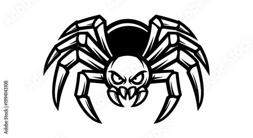Aggressive spider mascot with fangs for gaming team logo