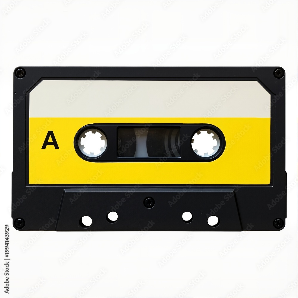 Naklejka premium Vintage Audio Cassette with Yellow Label Design