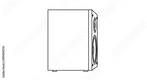 Line Art Illustration of a Bookshelf Speaker