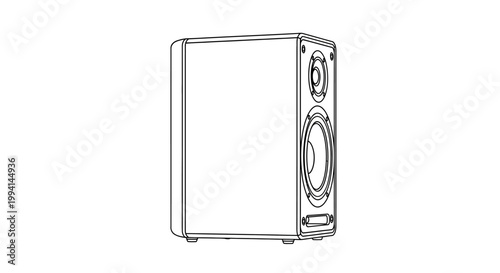 Minimalist Line Art Illustration of a Modern Bookshelf Speaker