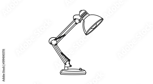 Minimalist Line Drawing of an Adjustable Desk Lamp