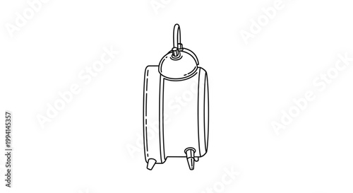 Side View of an Analog Alarm Clock Line Art Illustration