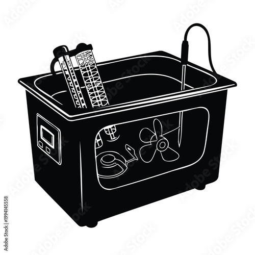 Ultrasonic cleaner silhouette for industrial laboratory wash bundle.