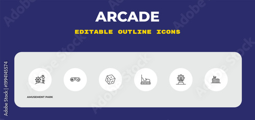outline arcade icons set - amusement park, , editable vector for web and mobile