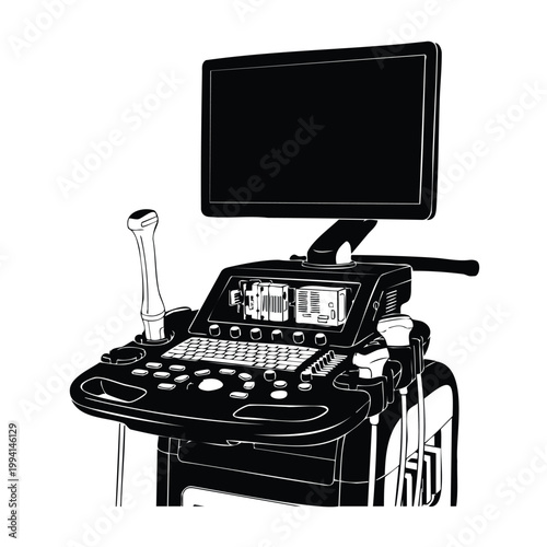 Ultrasound scanner bundle silhouette diagnostic medical imaging unit.