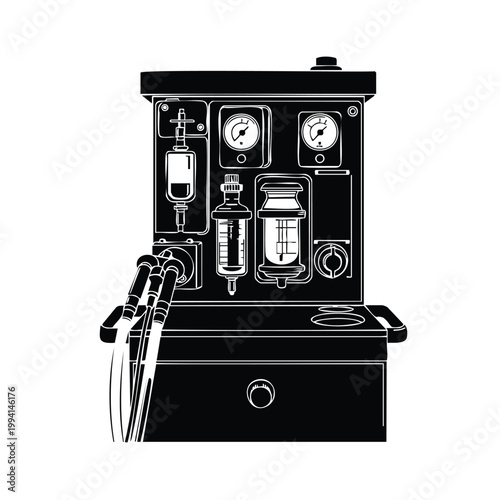 Ventilator machine silhouette set bundle medical equipment object.