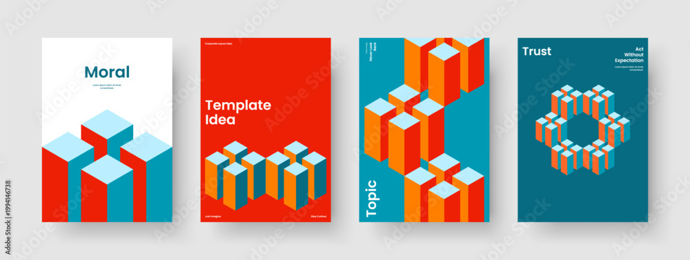 Fototapeta premium Geometric Brochure Template. Creative Flyer Layout. Isolated Report Design. Banner. Poster. Background. Book Cover. Business Presentation. Brand Identity. Advertising. Journal. Notebook. Pamphlet