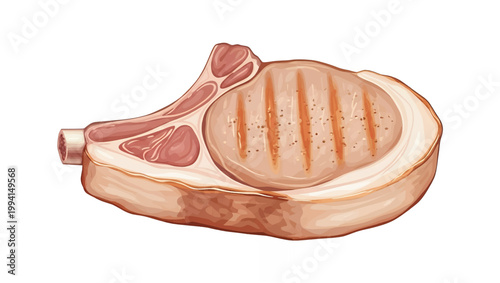 Grilled Steak with Bone and Fat.