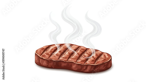 Grilled Steak with Grill Marks and Steam.