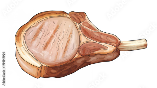 Raw Lamb Chop with Bone Illustration.