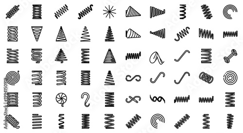 collection of various spring coil icons on a white background