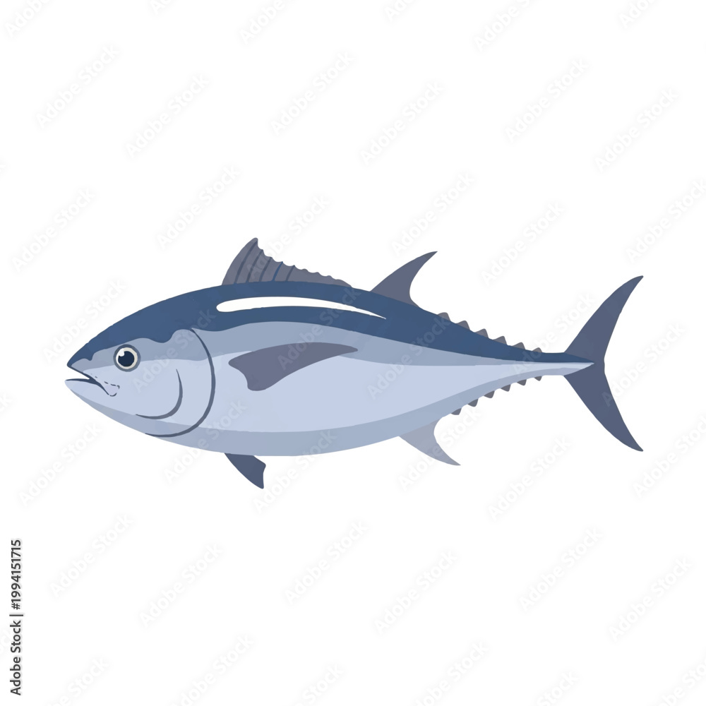 Fototapeta premium Bluefin Tuna Fish Illustration Side View.
