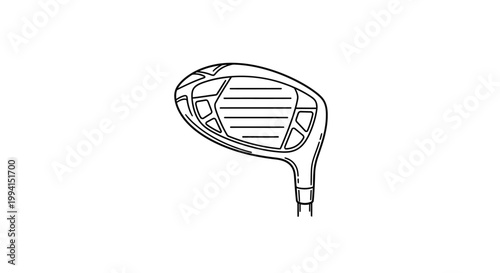 Minimalist Line Art Illustration of a Golf Club Head