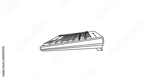 Minimalist Line Art Illustration of a Computer Keyboard