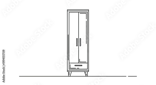 Minimalist Line Art Illustration of a Modern Wardrobe