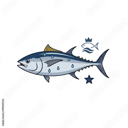 Illustration of Tuna Fish with Crown.