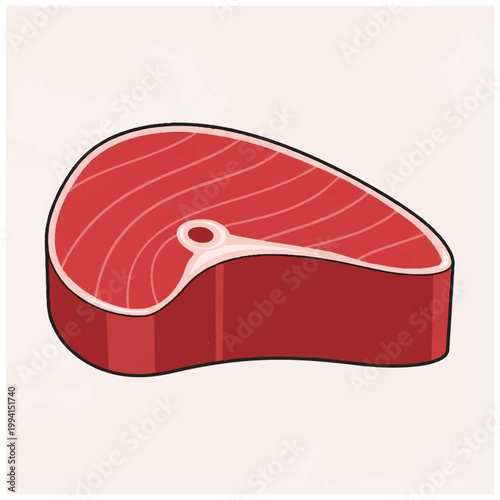Raw Red Steak Meat Illustration.