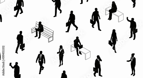 isometric business people silhouettes in a seamless pattern a diverse crowd representing the modern workforce
