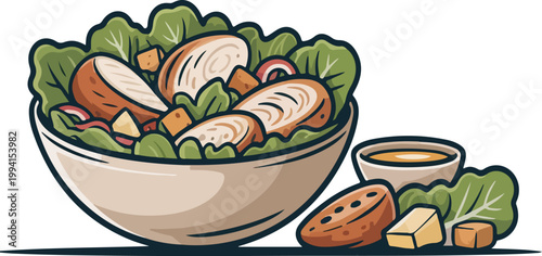 Chicken Caesar Salad with Parmesan and Croutons