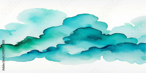 A beautiful bright blue sky background with white clouds and sunlight creates a summer nature atmosphere in this abstract cloudscape illustration