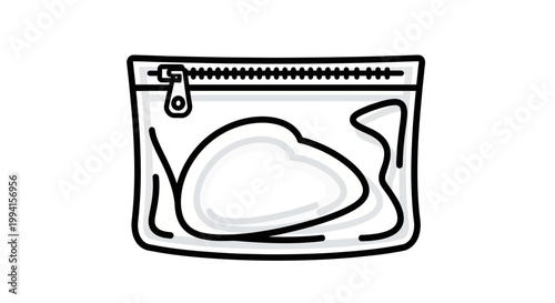 Black and white zippered pouch bag.