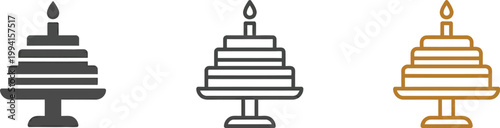 Birthday cakes arranged in a row with lit candles illustrate festive dessert concepts for various celebratory events.