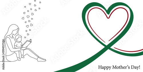 Mother and child sitting together reading a book illustrate the loving bond shared during a quiet Mother's Day.