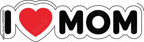 Love text graphic featuring a bold heart symbol designed to celebrate maternal appreciation on special occasions.