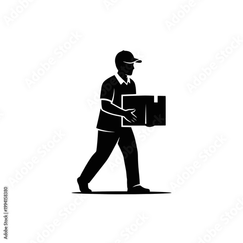 Man carrying a large cardboard box.