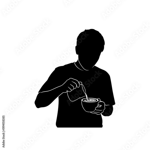 Man eating from a bowl with spoon.