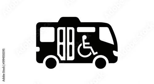 Black and white icon of a bus for disabled people.
