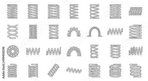 collection of various spring types industrial metal coil designs and flexible elements