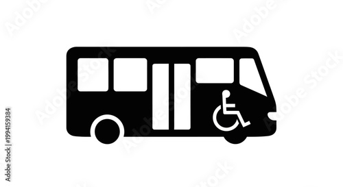 Accessible bus icon for disabled people transportation.
