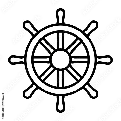 Ship helm wheel nautical steering.