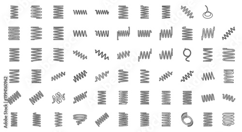 collection of various spring coil icons and graphics technical and industrial design elements