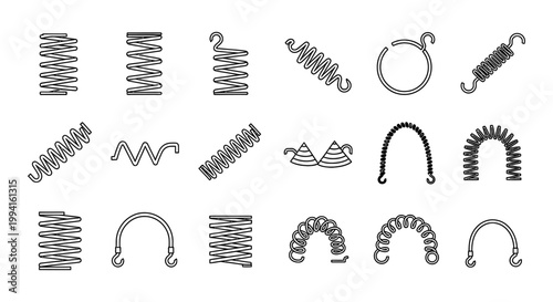 set of various types of springs illustrating different forms and functions
