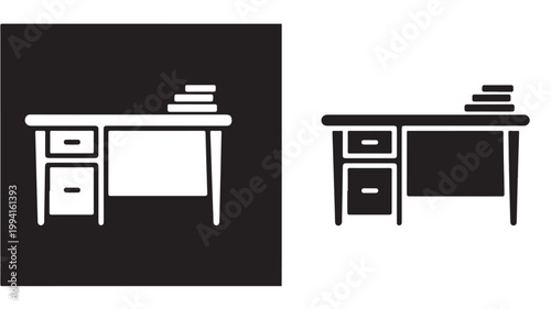 Office Desk Icon Workspace Organization and Productivity Concept