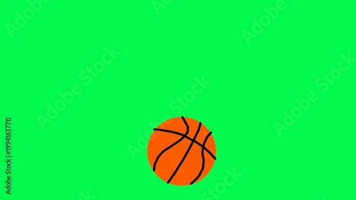 Two Dimensional Cartoon Volleyball Bouncing And Jumping Action On Green Screen Background