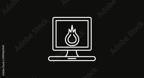 Conceptual illustration of online privacy and secure network connections, featuring a desktop monitor displaying a distinctive layered symbol for enhanced digital protection