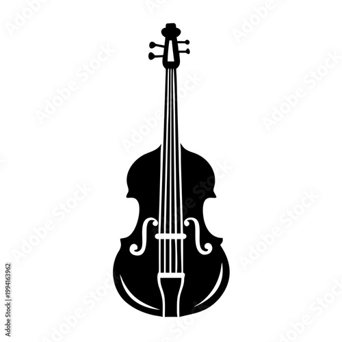 electric double bass icon silhouette illustration for music and performance design