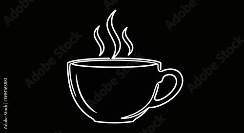A steaming hot cup of coffee or tea with visible steam rising, symbolizing warmth and a relaxing break