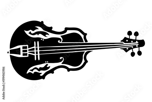 electric double bass silhouette illustration for music and performance design