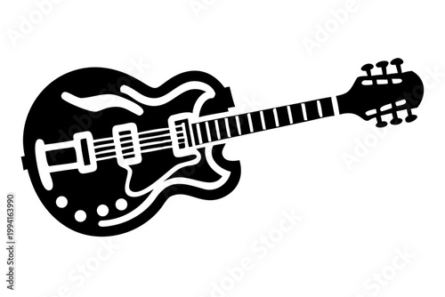 jazz guitar silhouette illustration for music and performance design