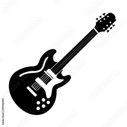solid body guitar icon silhouette illustration for music and performance design