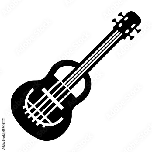 mini guitar icon silhouette illustration for music and performance design