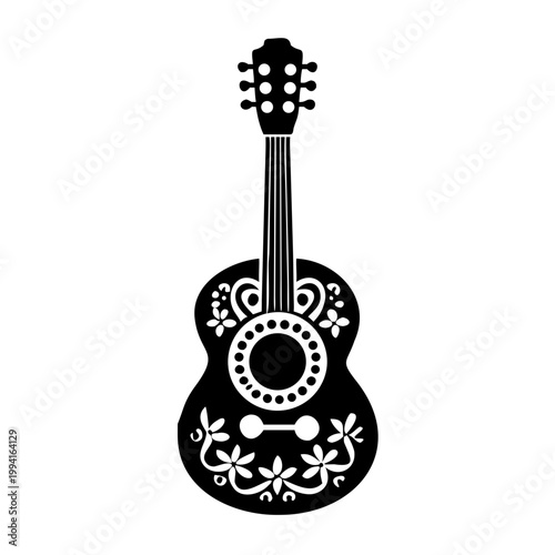 flamenco guitar icon silhouette illustration for music and performance design