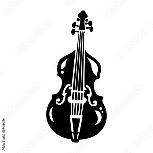 electric double bass icon silhouette illustration for music and performance design