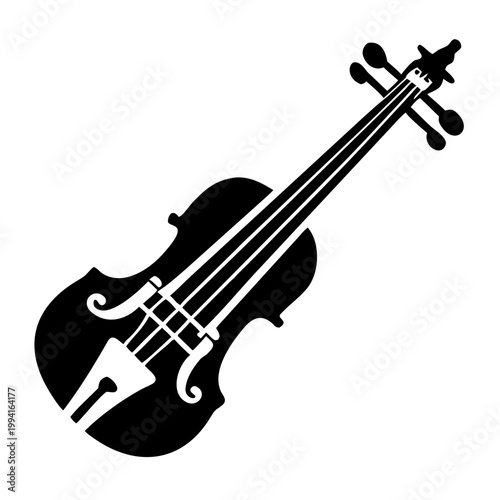 electric violin modern string instrument icon illustration for contemporary music performance and digital stage design